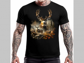 Jeleň - čierne p&aacute;nske tričko 100%bavlna značka Fruit of The Loom